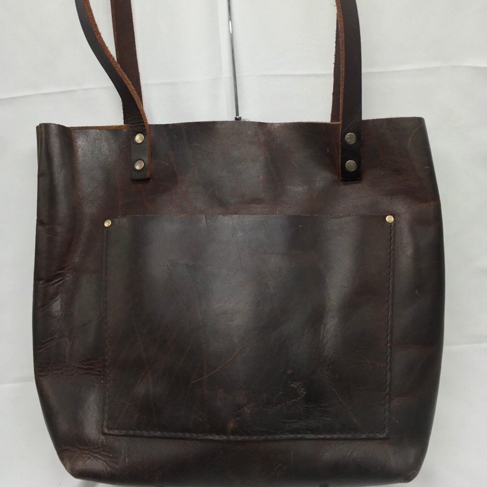 Portland Thick Leather Goods Hand Made Medium Open Tote